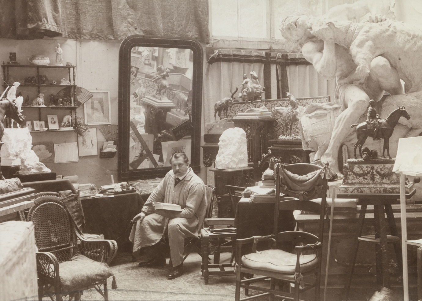 The artist Jacques Froment-Meurice in his studio