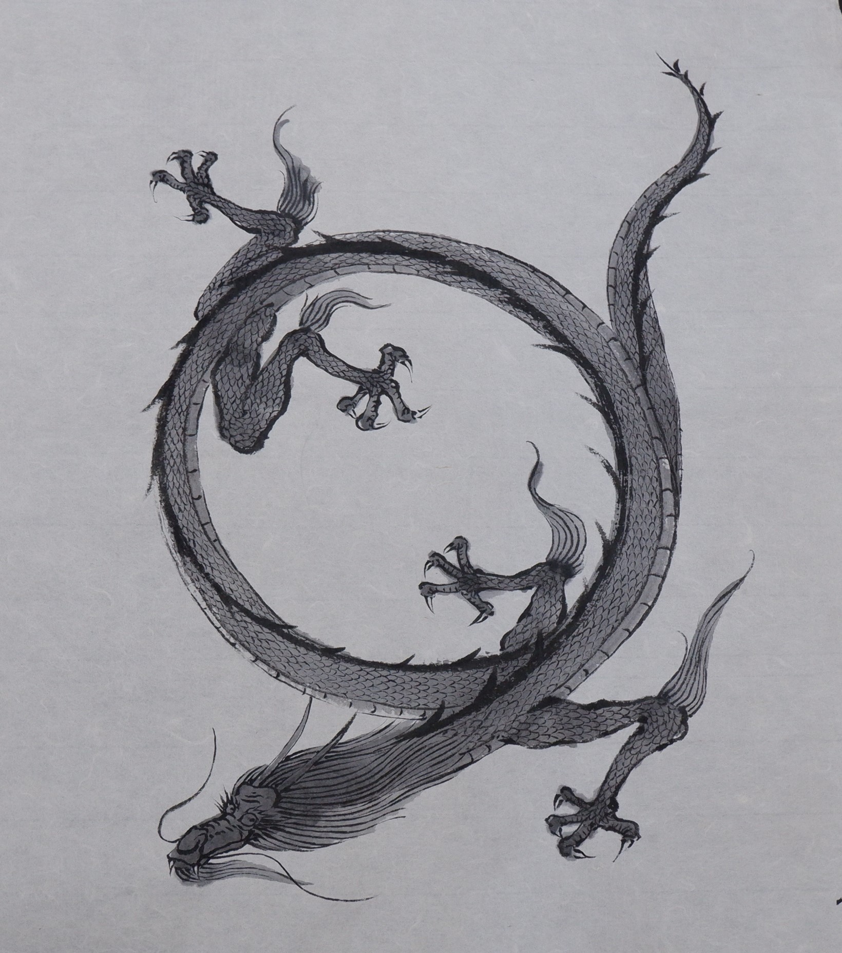 Dragon Circle, ink drawing