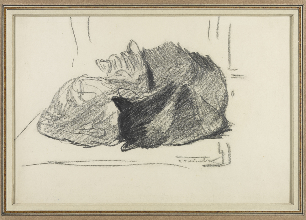 Two Sleeping Cats, Drawing, c. 1900