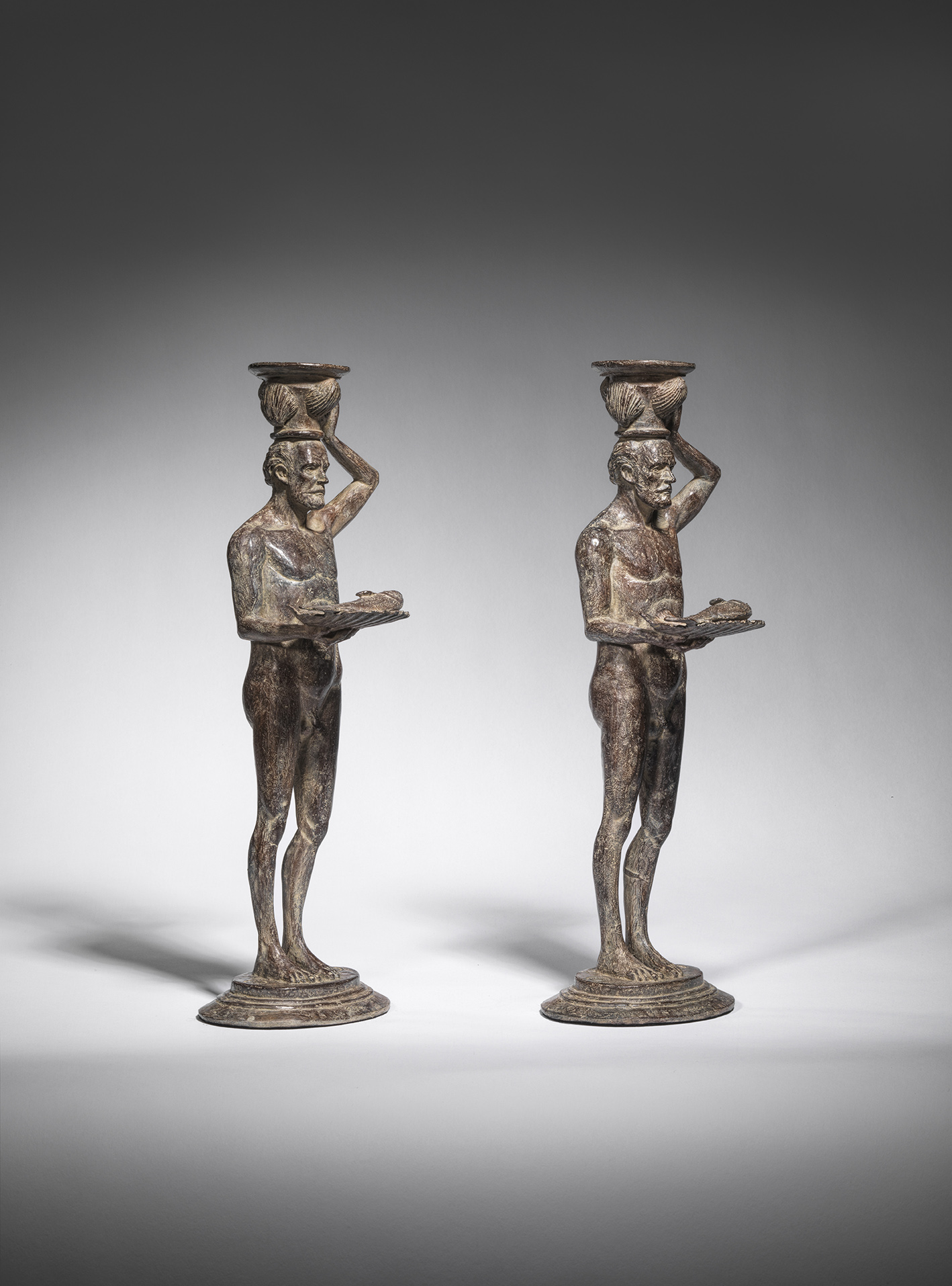 ‘Aquarius’ pair of candlesticks